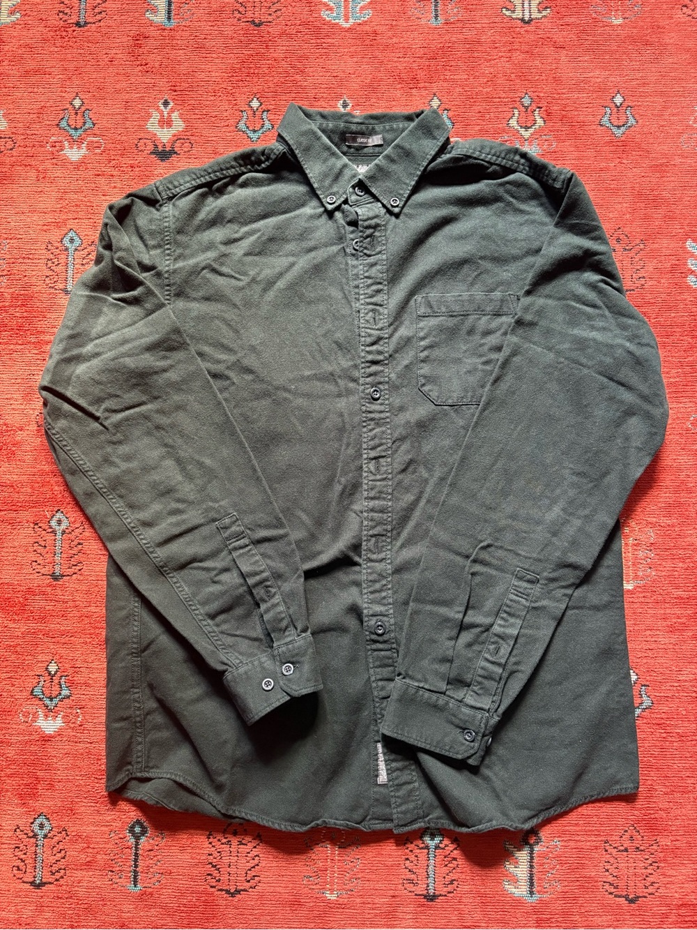 Eddie Bauer Forest Green Flannel Shirt, Large